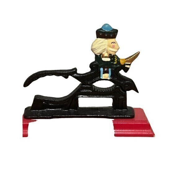 Hand Paint Metal Cast Iron Lever Style Soldier Nutcracker Wood Base 7"L… - Picture 4 of 8